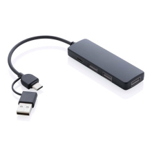 RCS gerecyclede plastic USB-hub met dual input - Topgiving